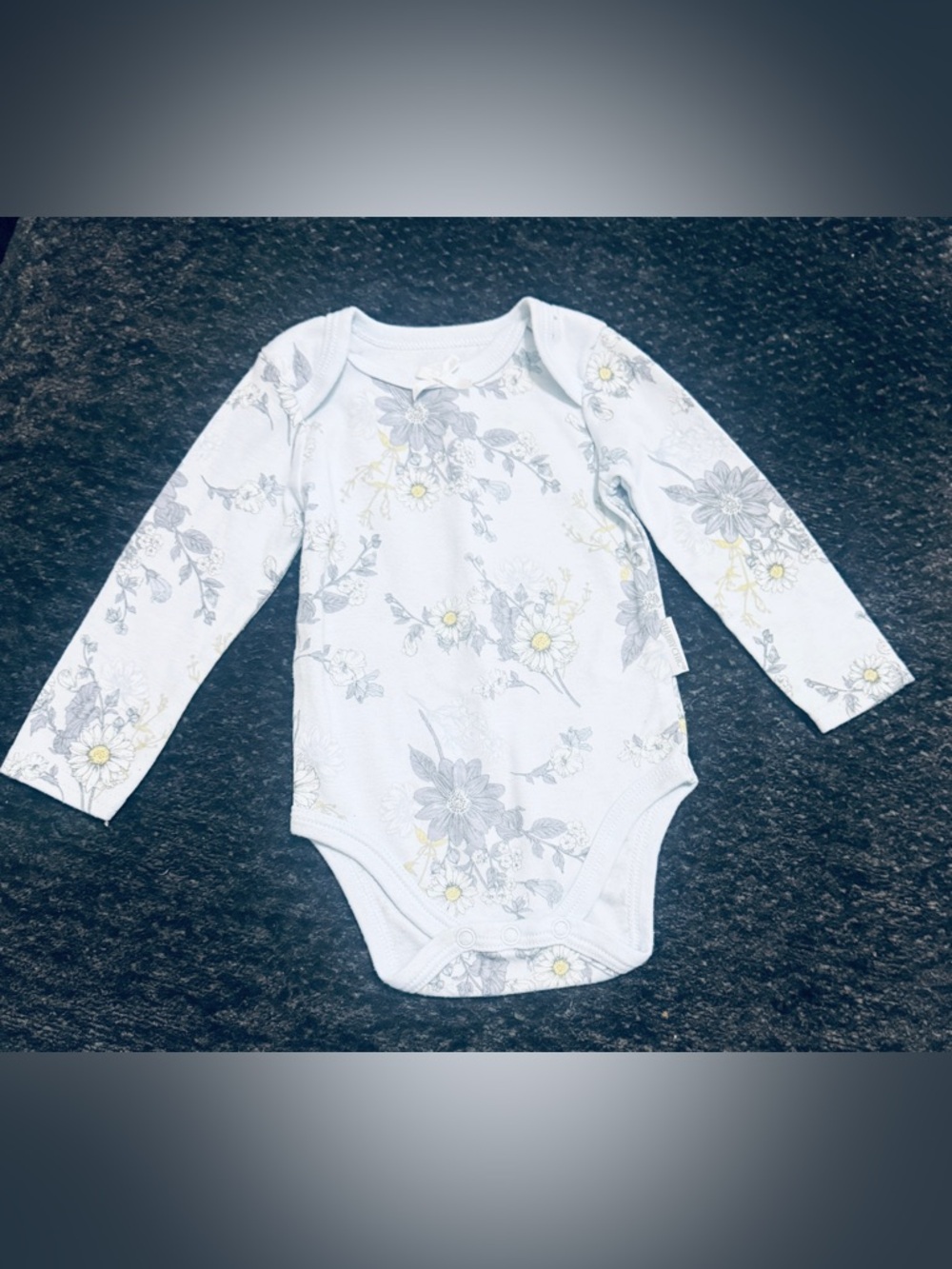 Shabby Chic Baby Blue Floral Long Sleeve Onesie 3-6 months